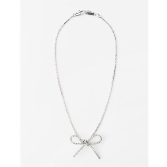 Zara Rhinestone Bow Necklace -NWT - Picture 1 of 1